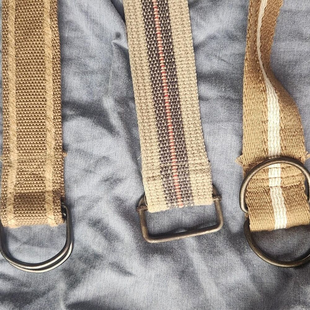 Vintage Canvas Utility Belts / Straps – Set of 3 | Earth Tones | D-Ring workwear